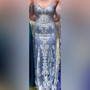 Elegant Blue and Silver Women's Dress